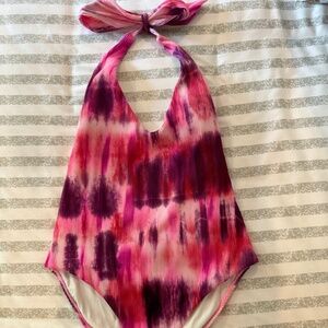 Tye Dye one piece halter bathing suit